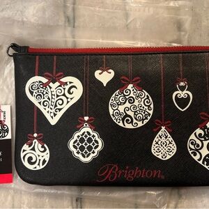 Brighton Black and White Cosmetic Bag with Red Accents